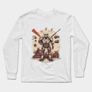 Comic-Style: AI Cyborg Robot Skull and the Apocalypse Long Sleeve T-Shirt